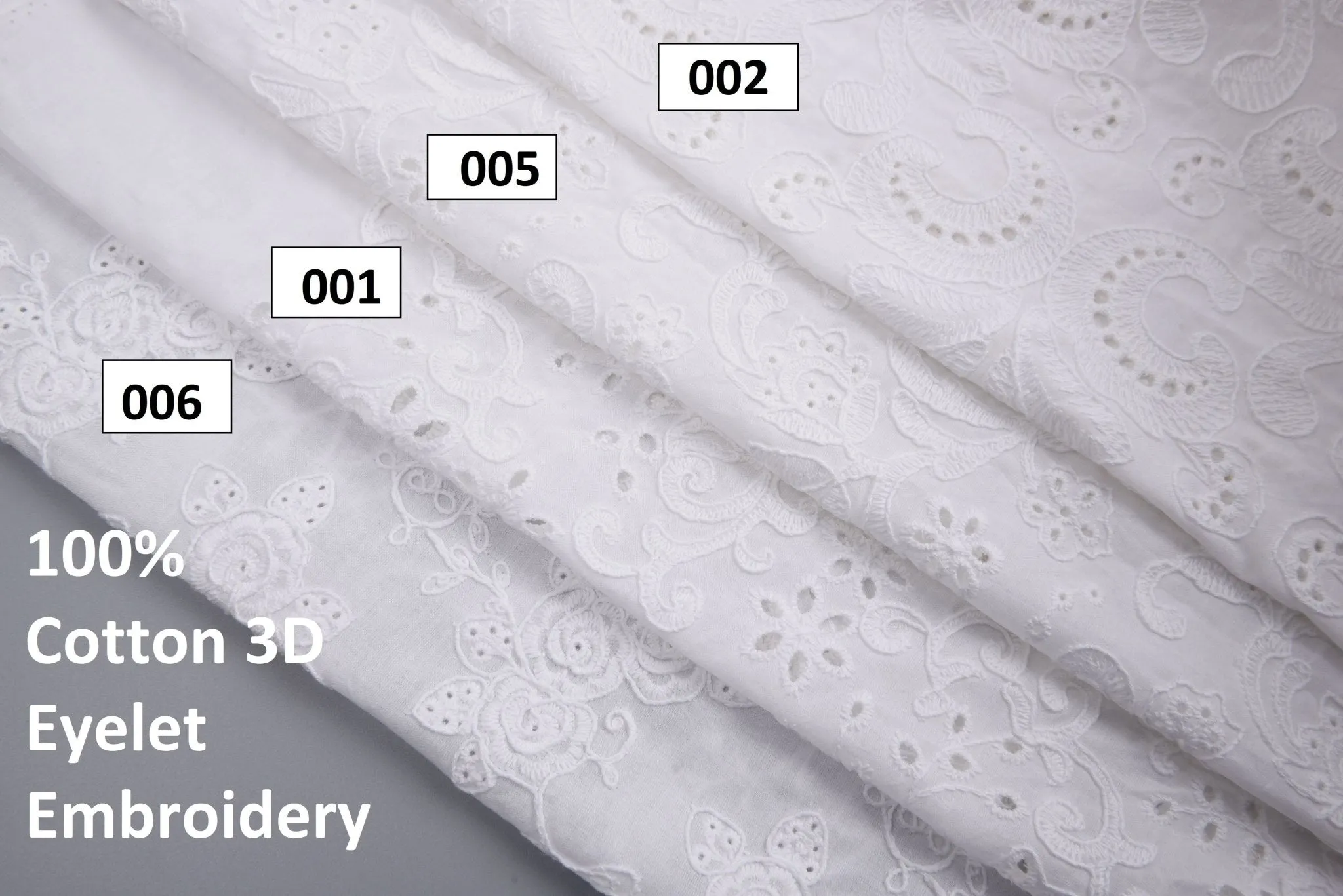 100% Cotton 3D Eyelet Embroidery White Fabric -GK- 6230