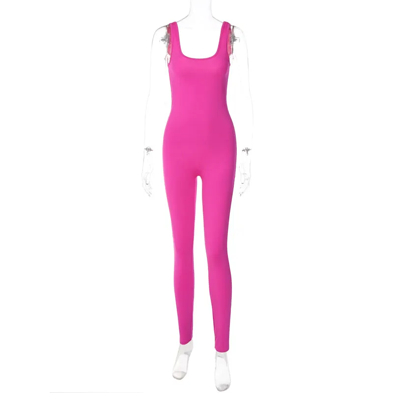 11832 Lace Up Solid Stretchy Sleeveless Fitness Yoga Legging Ware Women'S Jumpsuits 2023 Tights Spring Summer Casual Clothes