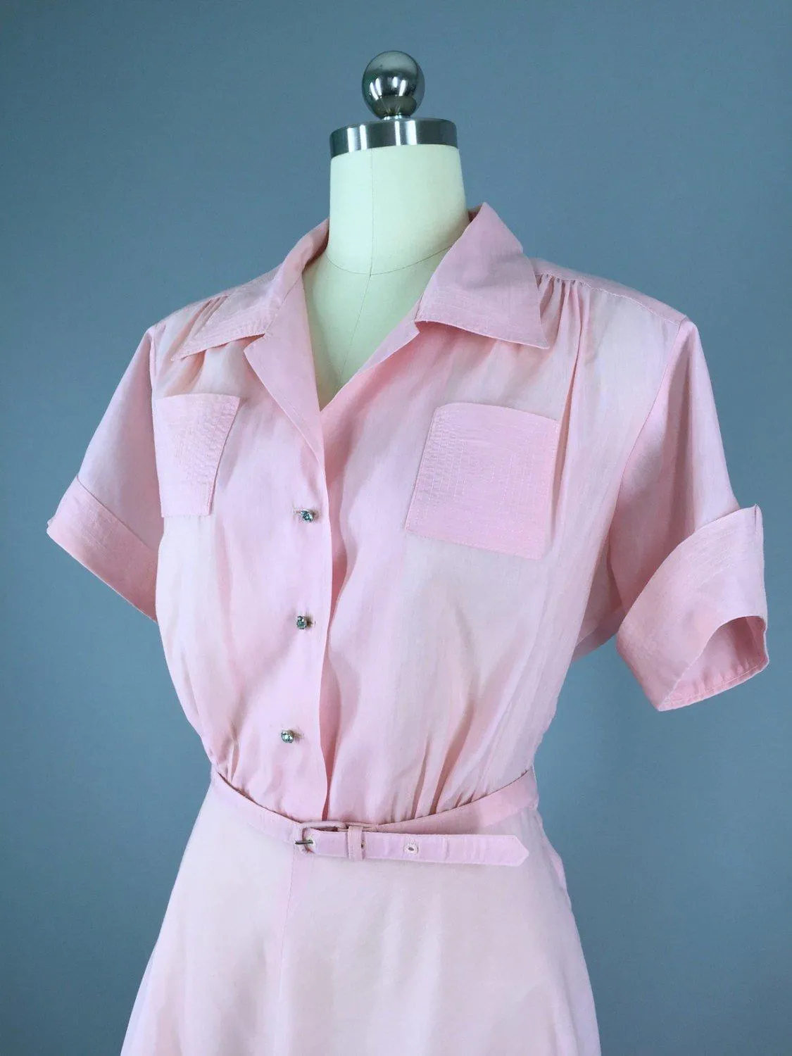 1950s Vintage Pink Day Dress