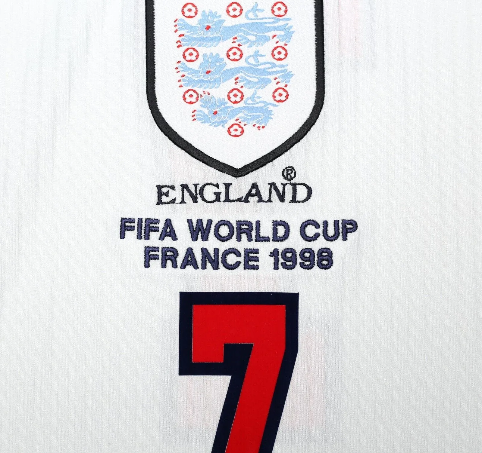 1997/99 BECKHAM #7 England Vintage Umbro Home Football Shirt (M/L) World Cup 98