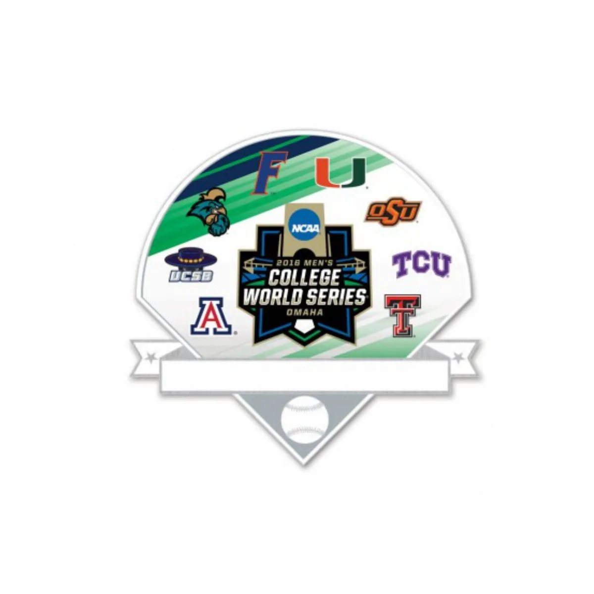 2016 Omaha Men's College World Series Baseball Field 8-Team Metal Lapel Pin