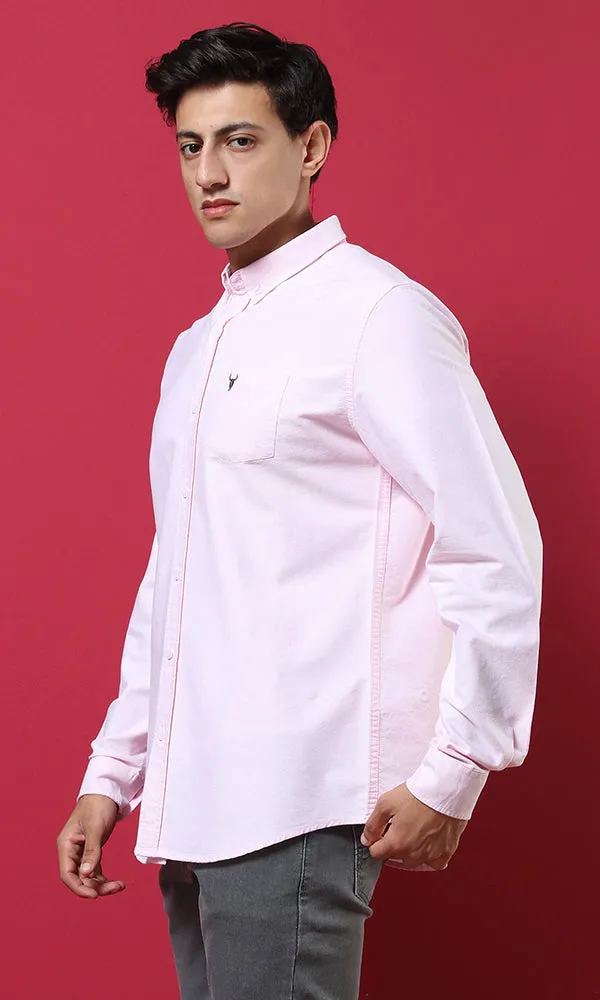 51608 Simple Elegant Light Pink Shirt With Breast Pocket