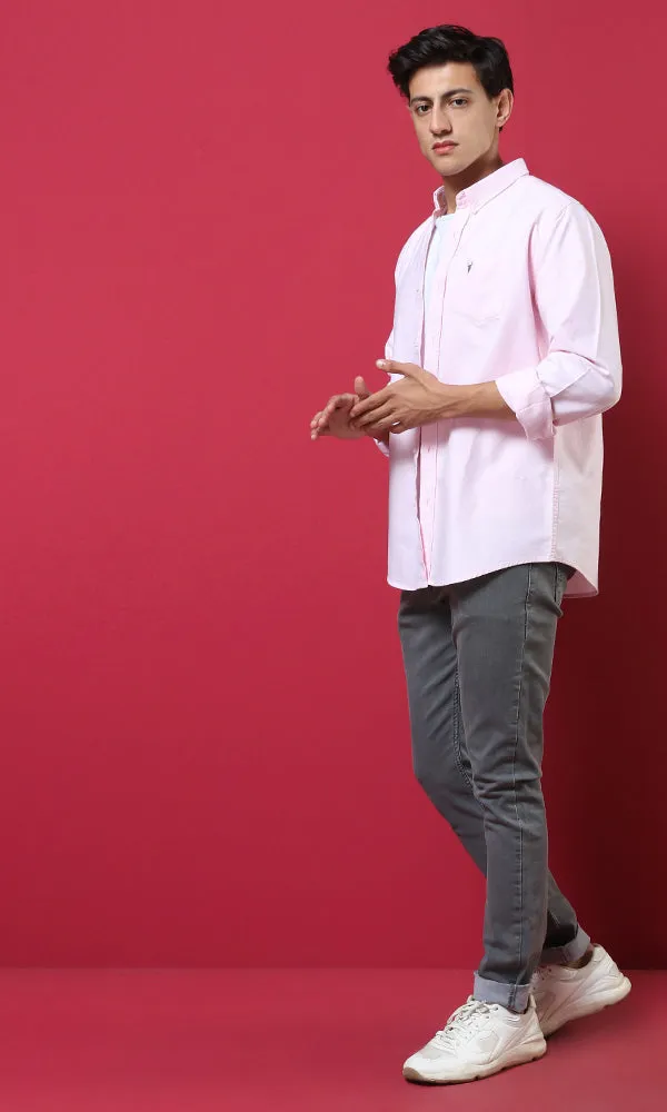 51608 Simple Elegant Light Pink Shirt With Breast Pocket