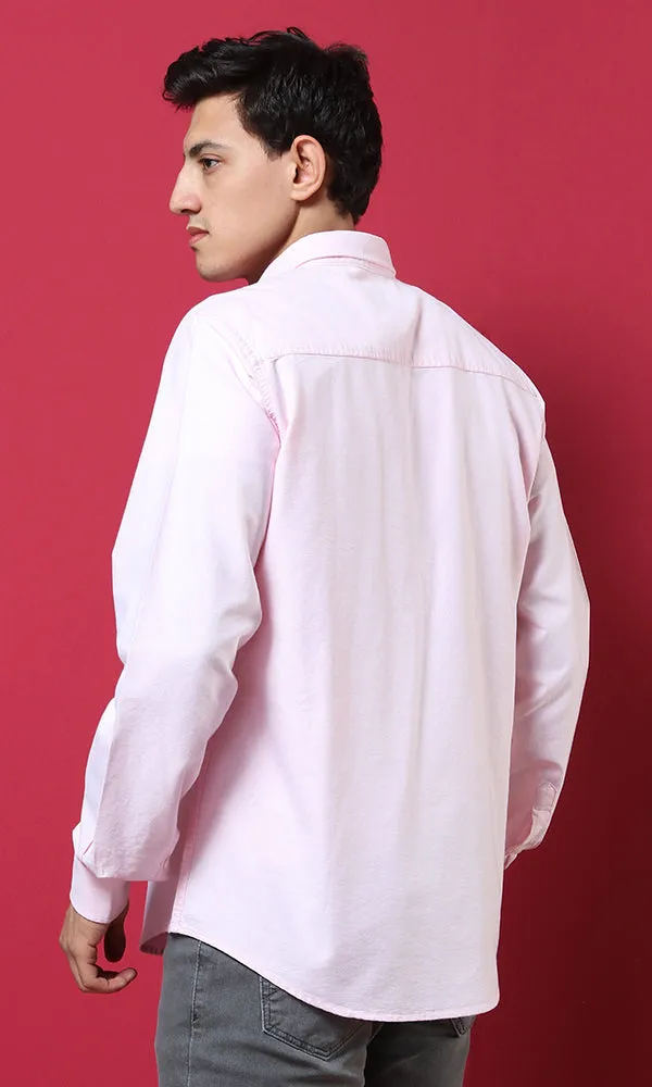 51608 Simple Elegant Light Pink Shirt With Breast Pocket