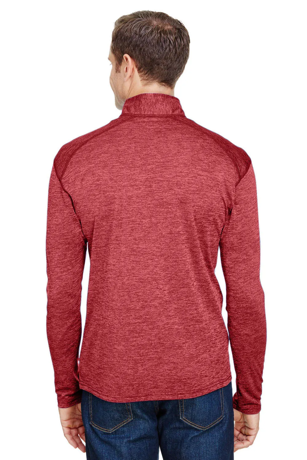 A4 Mens Tonal Space Dye Performance Moisture Wicking 1/4 Zip Sweatshirt - Red