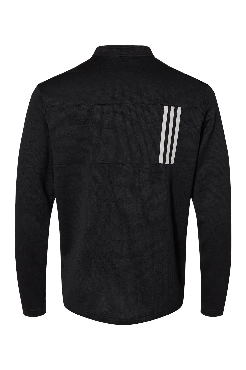 Adidas Mens 3 Stripes Double Knit Moisture Wicking 1/4 Zip Sweatshirt - Black - NEW