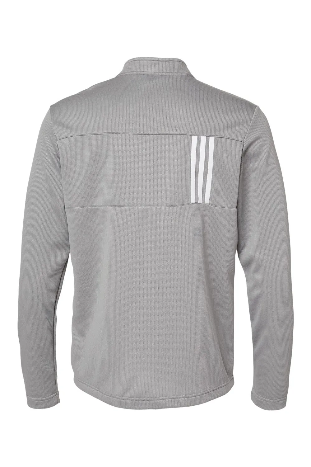 Adidas Mens 3 Stripes Double Knit Moisture Wicking 1/4 Zip Sweatshirt - Grey/White - NEW