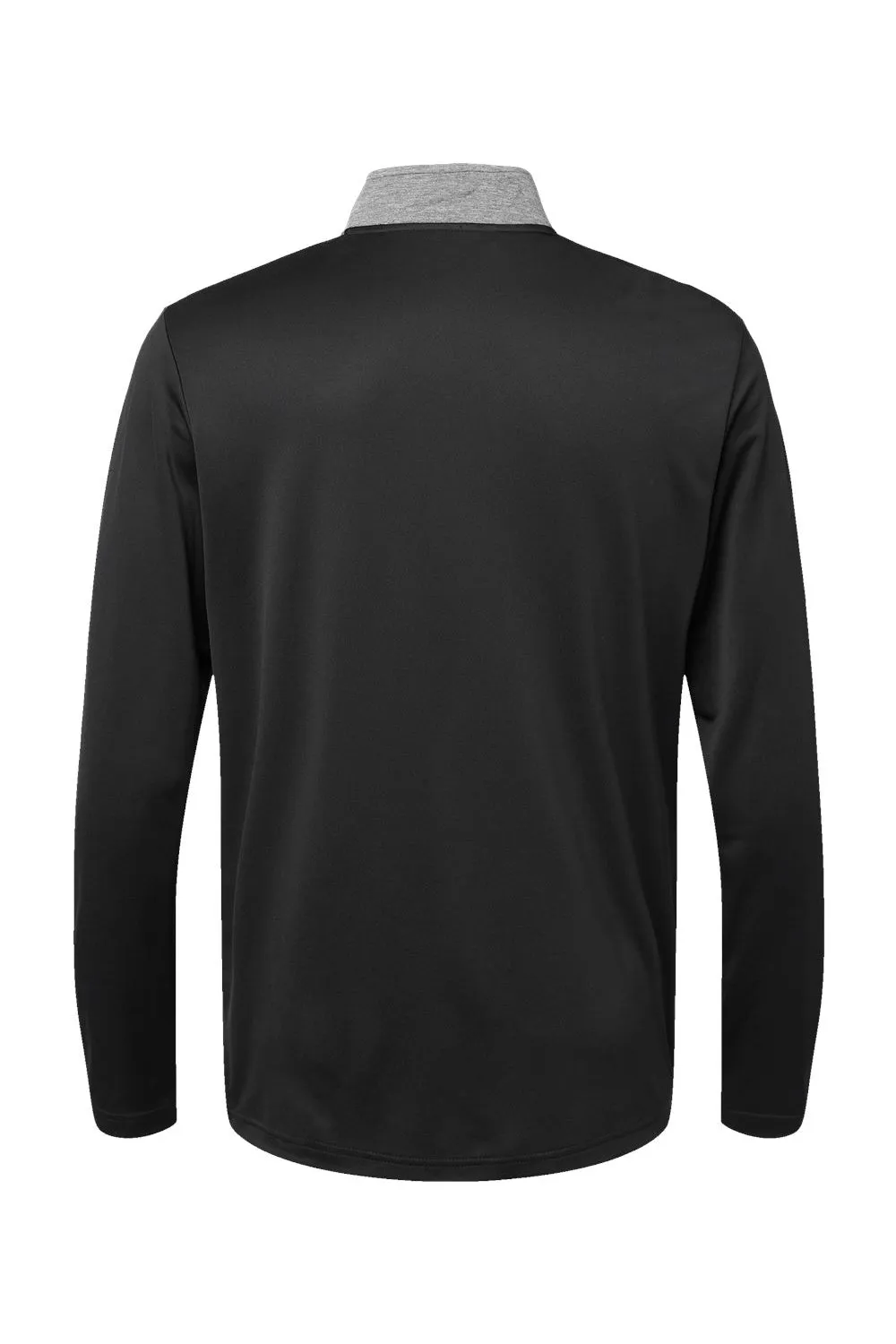 Adidas Mens Heather Block Print Moisture Wicking 1/4 Zip Sweatshirt - Black Melange/Black/Grey - NEW