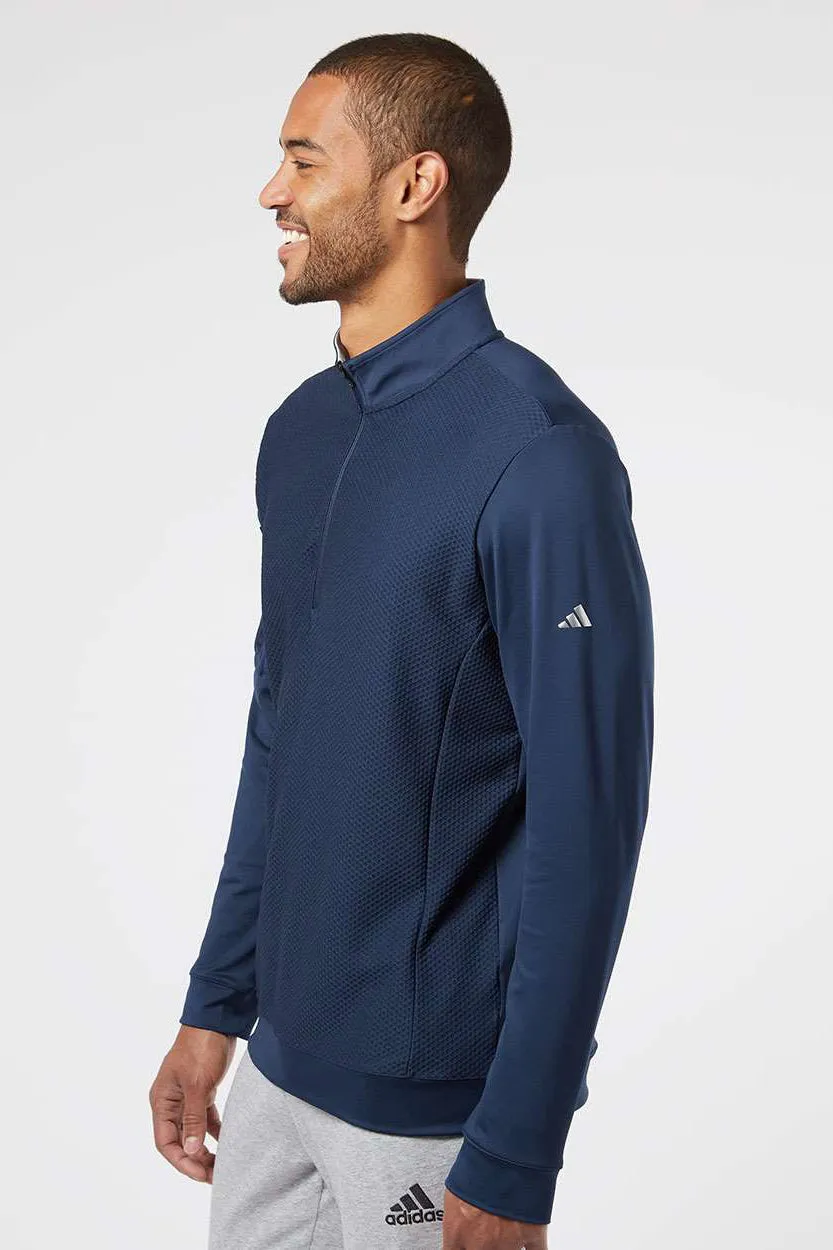 Adidas Mens Performance UPF 50  1/4 Zip Sweatshirt - Collegiate Navy Blue - NEW