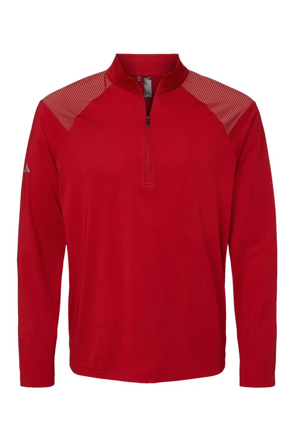 Adidas Mens Shoulder Stripe Moisture Wicking 1/4 Zip Sweatshirt - Team Power Red - NEW