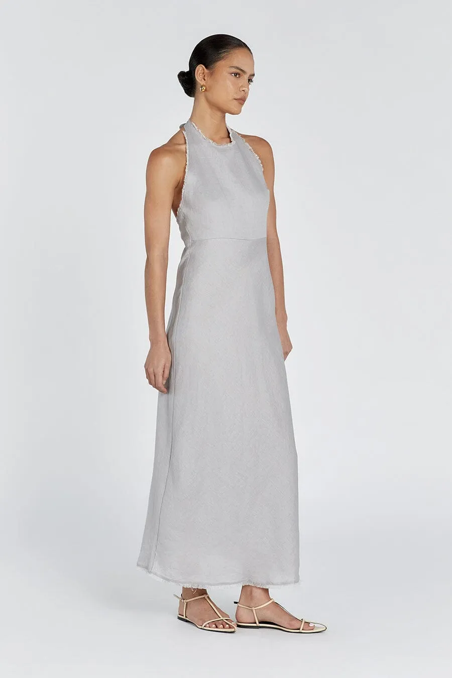 ADINA DOVE LINEN MIDI DRESS