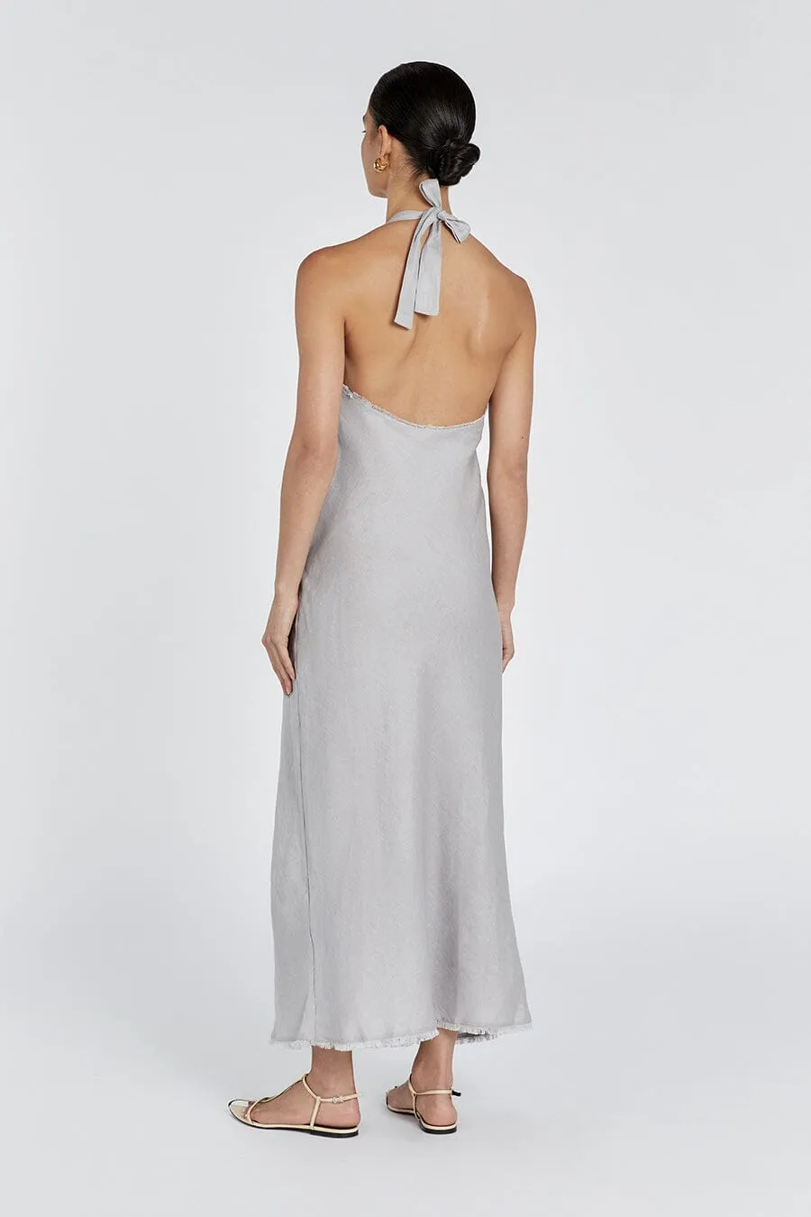 ADINA DOVE LINEN MIDI DRESS