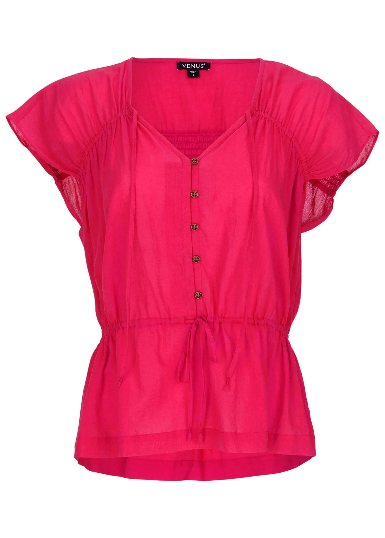 Adjustable Tie Front Top - Dark Pink