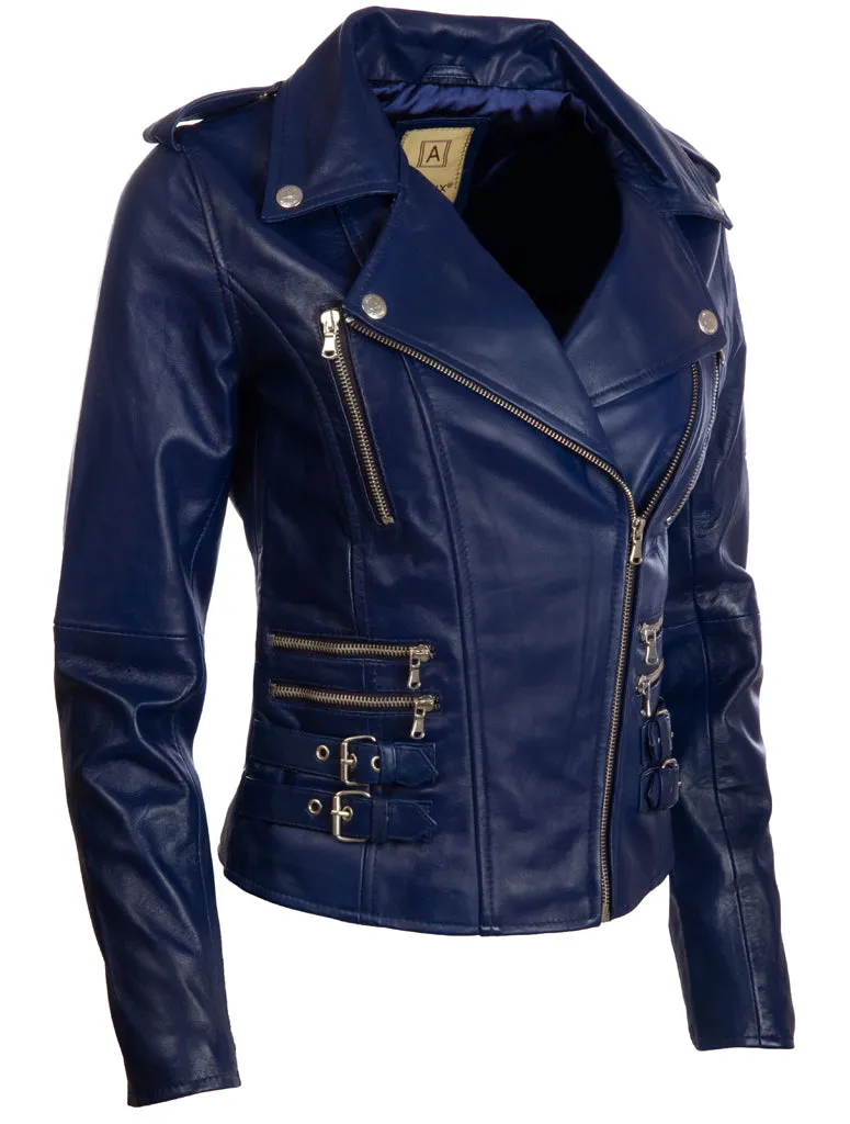 AGSM Women's Biker Jacket - Navy Blue