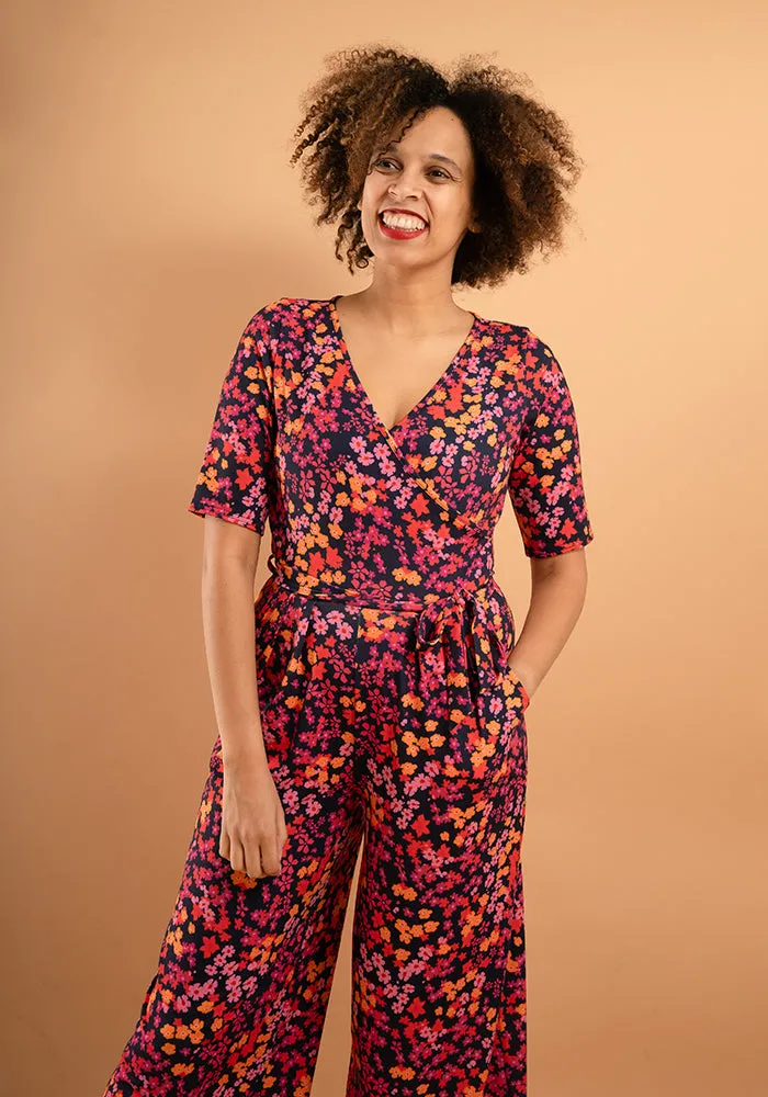 Aine Ditsy Floral Print Culotte Leg Jumpsuit