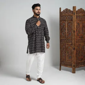 Ajrakh Block Printed Cotton Men Short Kurta 08