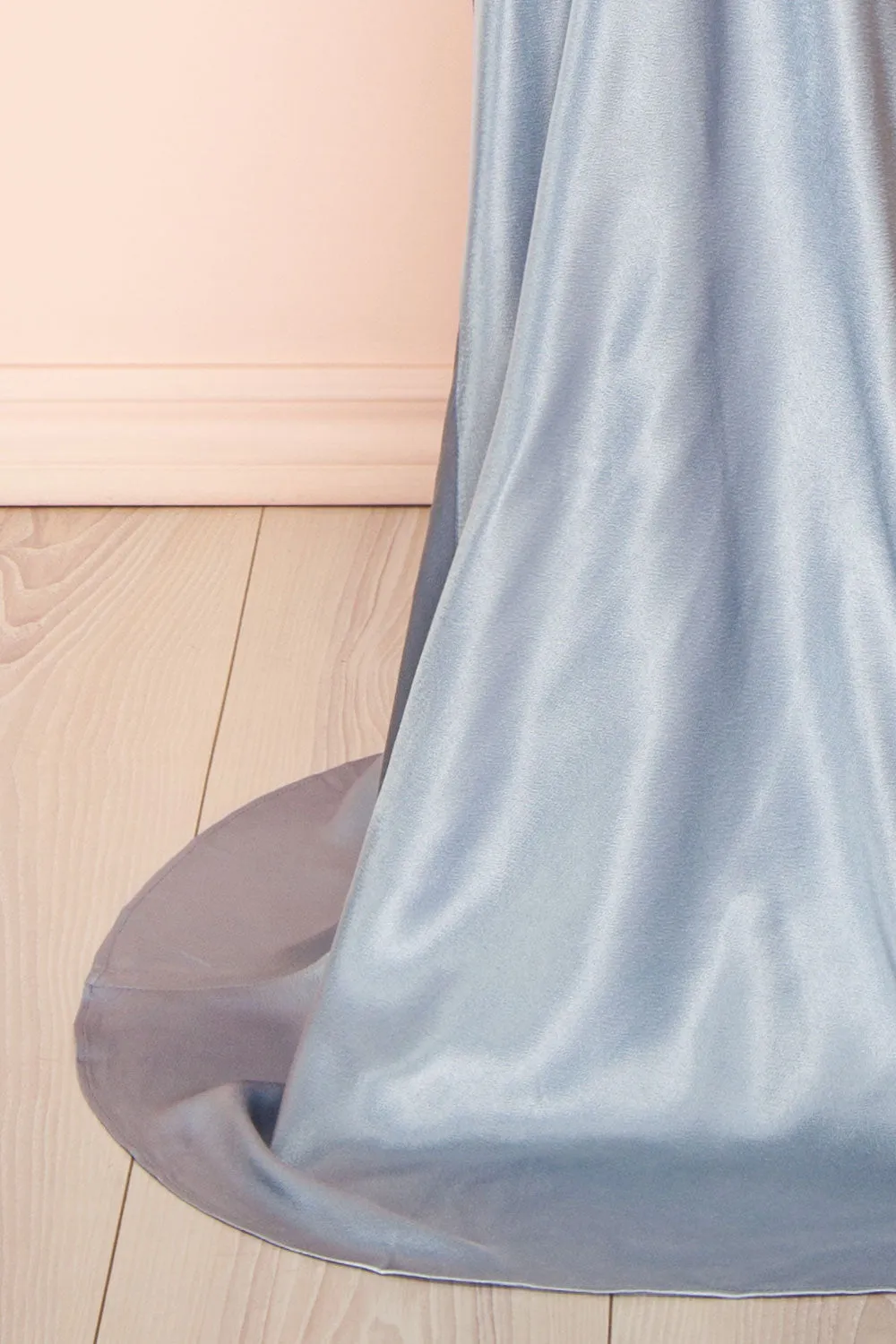 Amana Blue | Maxi Satin Dress w/ Cowl Neck