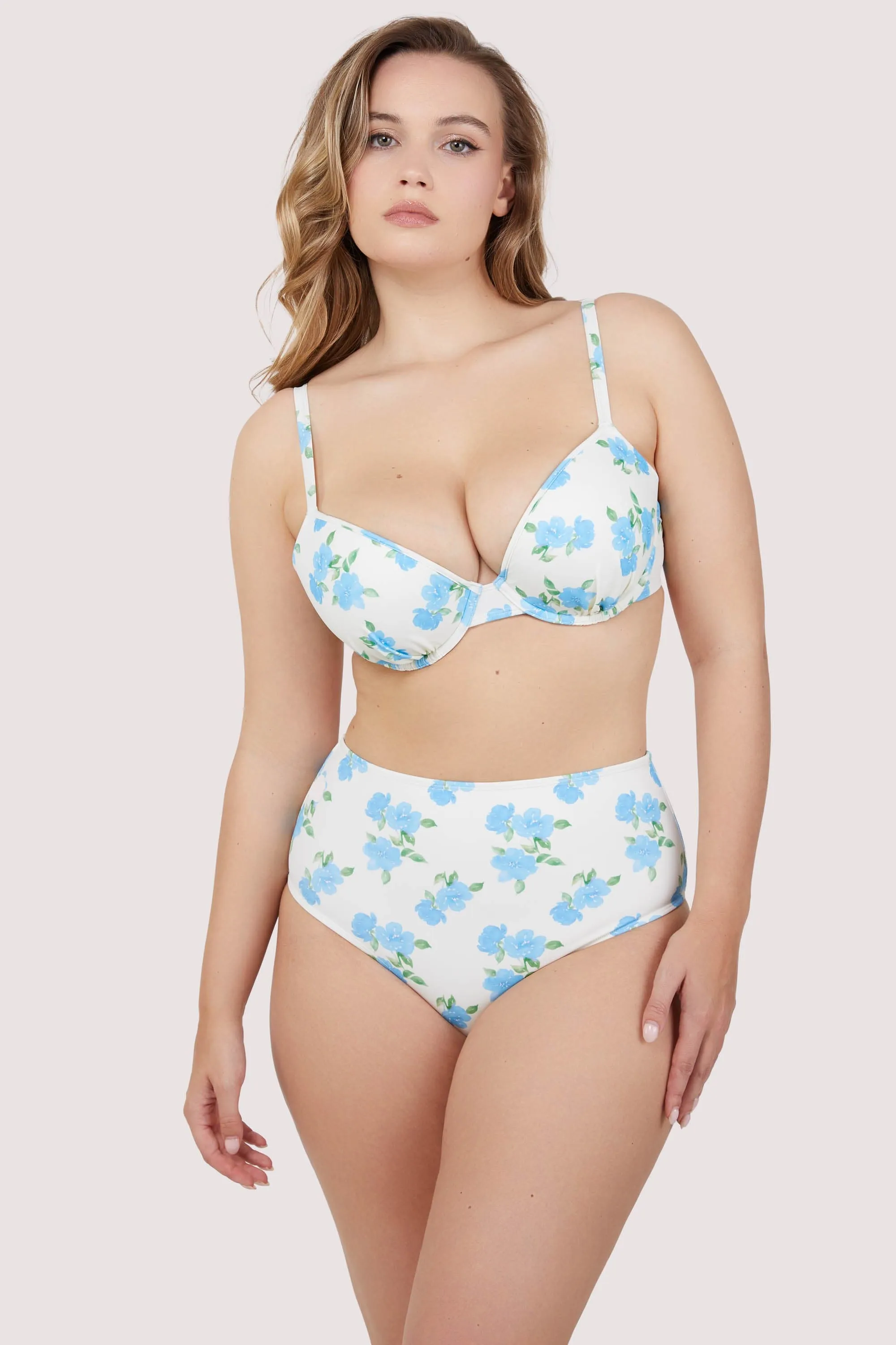 Amelia Mix & Match Watercolour Floral High Waisted Bikini Bottom