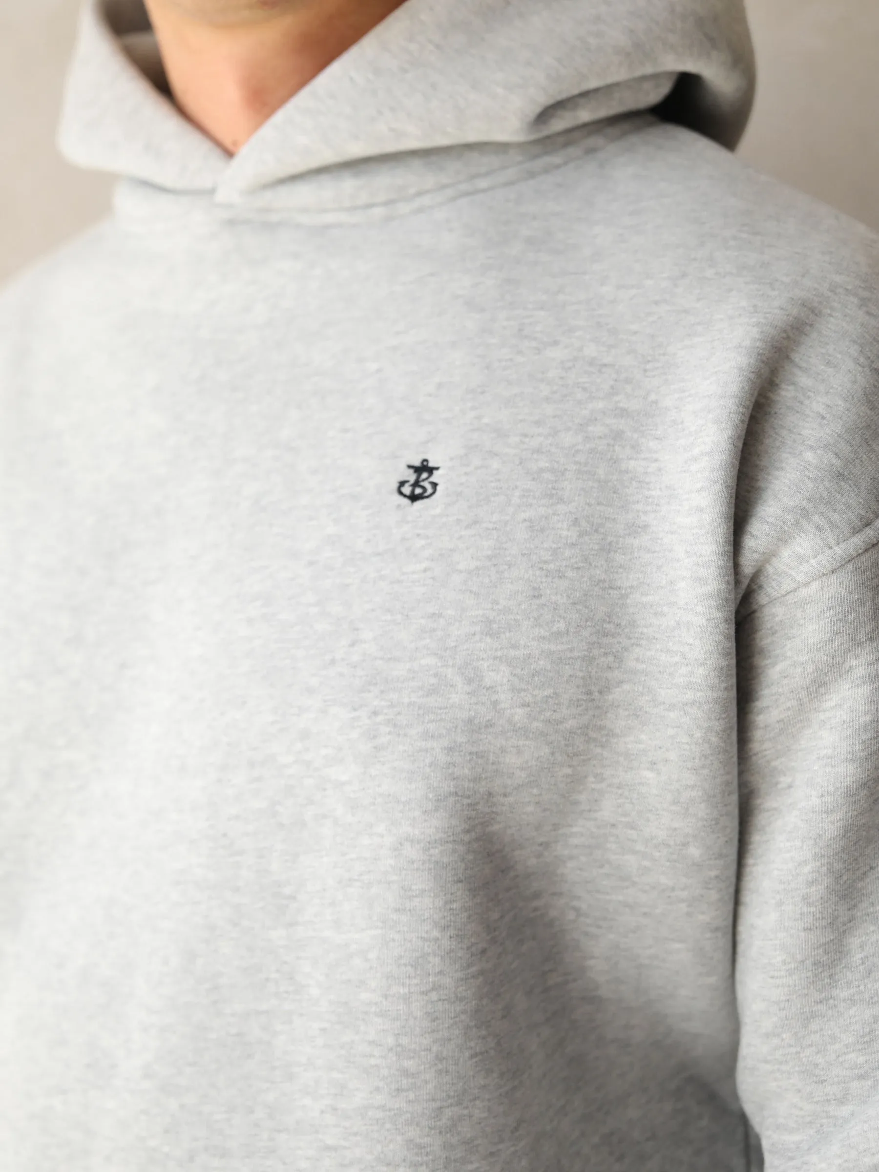 Anchor Relaxed Hoodie - Marl Grey