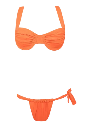 Anna Orange Ruched Low Rise Bikini