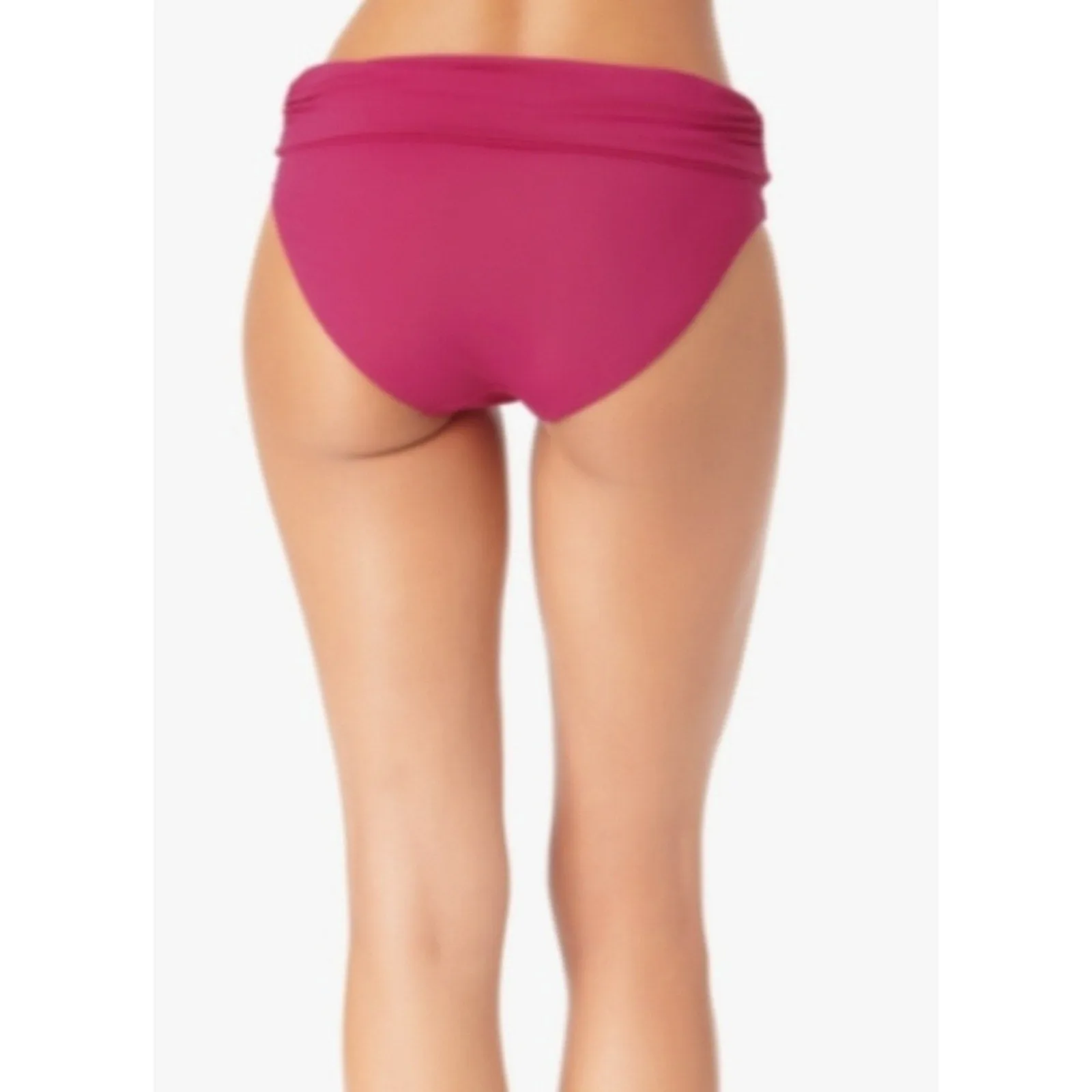 Anne Cole Convertible High Waist Shirred Swim Bottom Berry