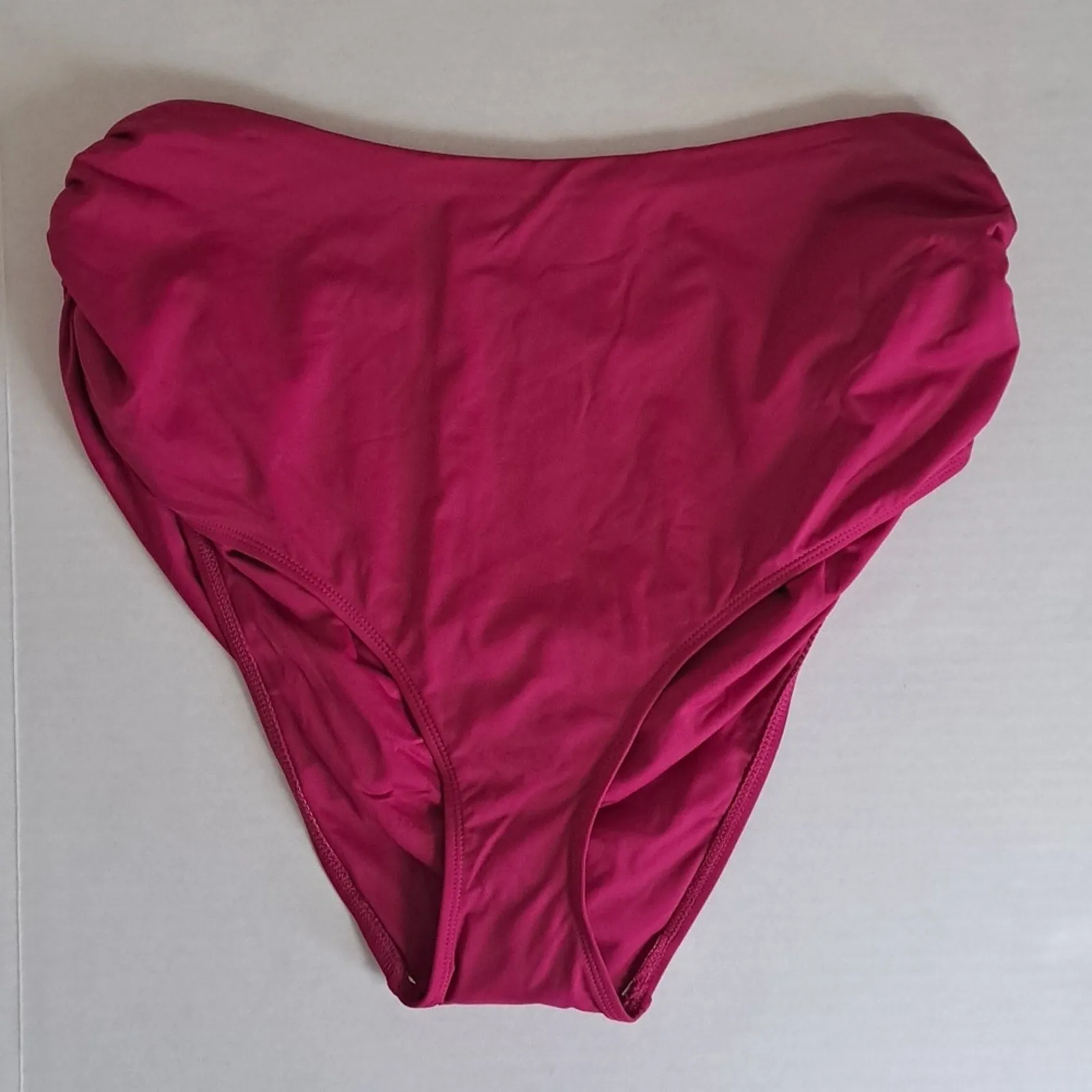 Anne Cole Convertible High Waist Shirred Swim Bottom Berry