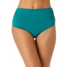 Anne Cole Convertible High Waist Shirred Swim Bottom Ocean Green