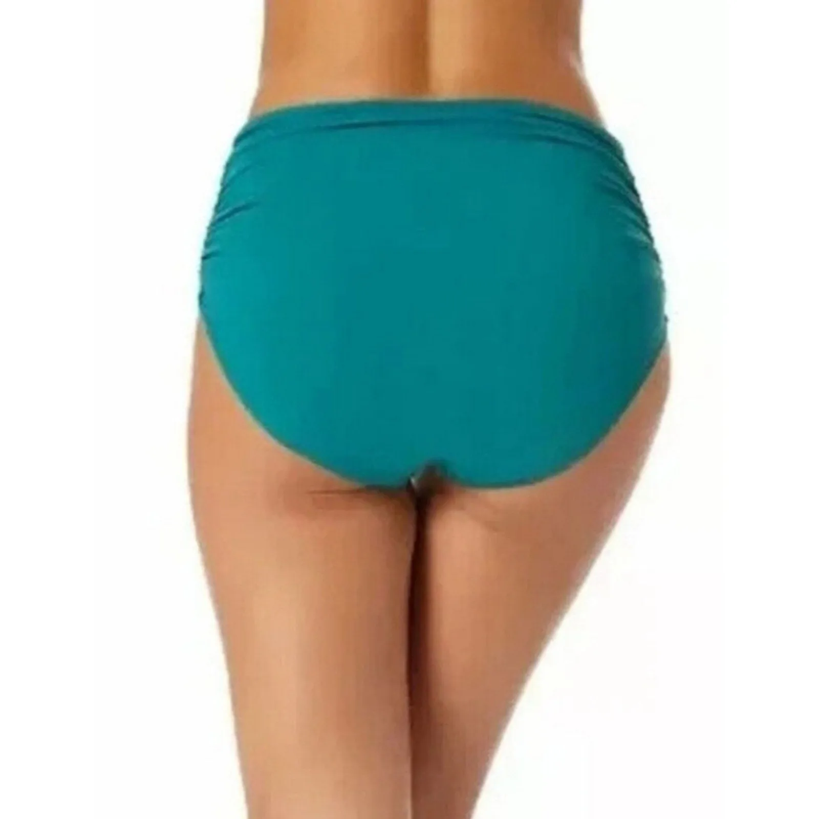 Anne Cole Convertible High Waist Shirred Swim Bottom Ocean Green