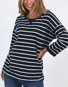 Annie 3/4 Sleeve Tee - Navy/White Stripe