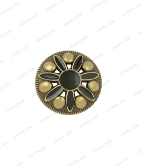 Antique Brass with Black Enamel Flower Petal Design Metal Buttons