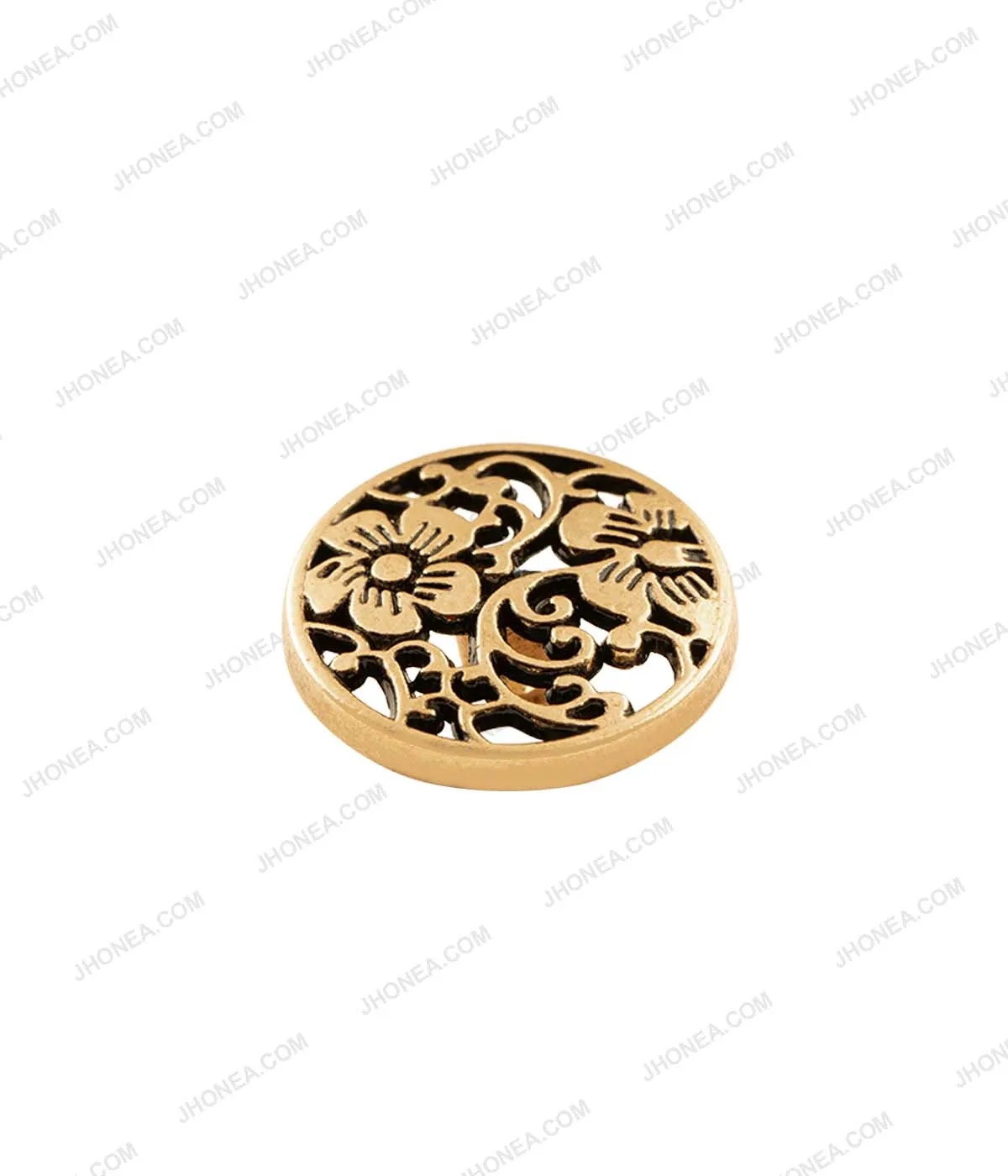 Antique Gold Floral Cutwork Design Metal Buttons for Men/Women