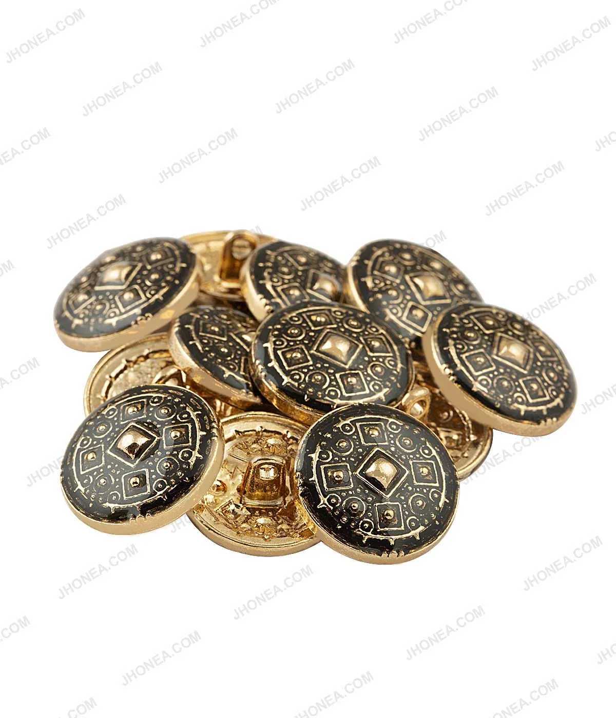 Antique Gold Geometric Dotted Design Lamination Metal Buttons