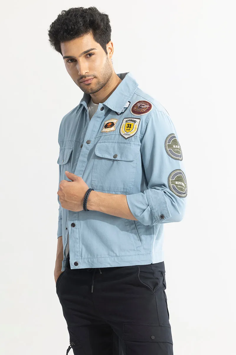 Applique Artistry Blue Overshirt