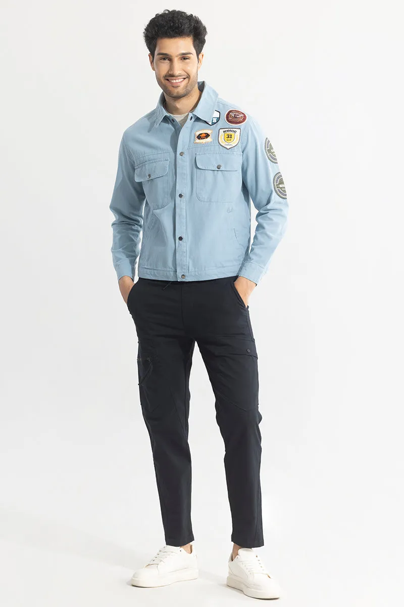 Applique Artistry Blue Overshirt