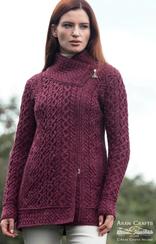 Aran Crafts Athenry Asymmetric Coat | Purple