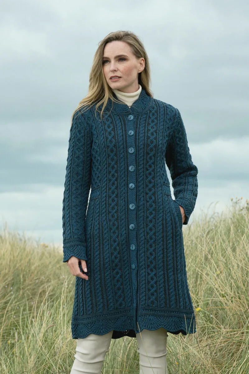 Aran Crafts Scallop Edge Coat | Mallard