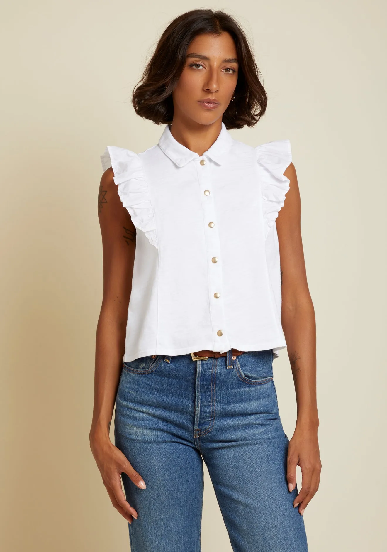 Archer Ruffle Button Up