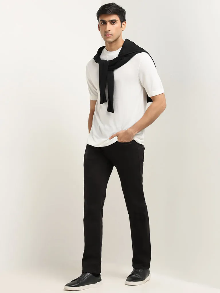 Ascot White Solid Relaxed Fit T-Shirt