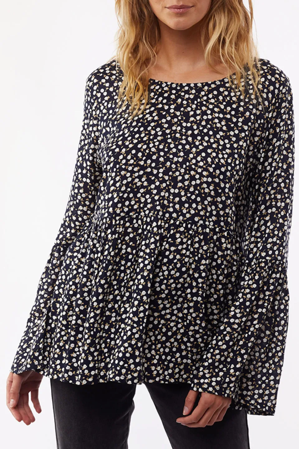 Autumn Dark Ditsy Print LS Top