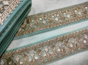 Baby Blue Zari Embroidered Border