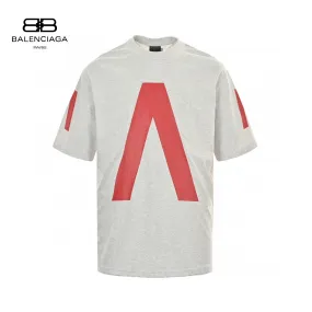 Balenciaga Red Logo Graphic T-Shirt (Gray)