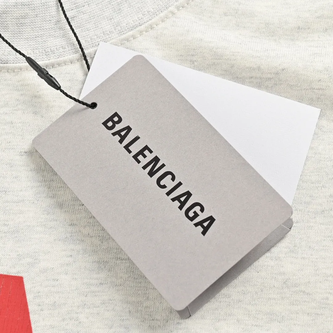 Balenciaga Red Logo Graphic T-Shirt (Gray)