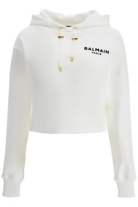 BALMAIN cropped hoodie with hood.