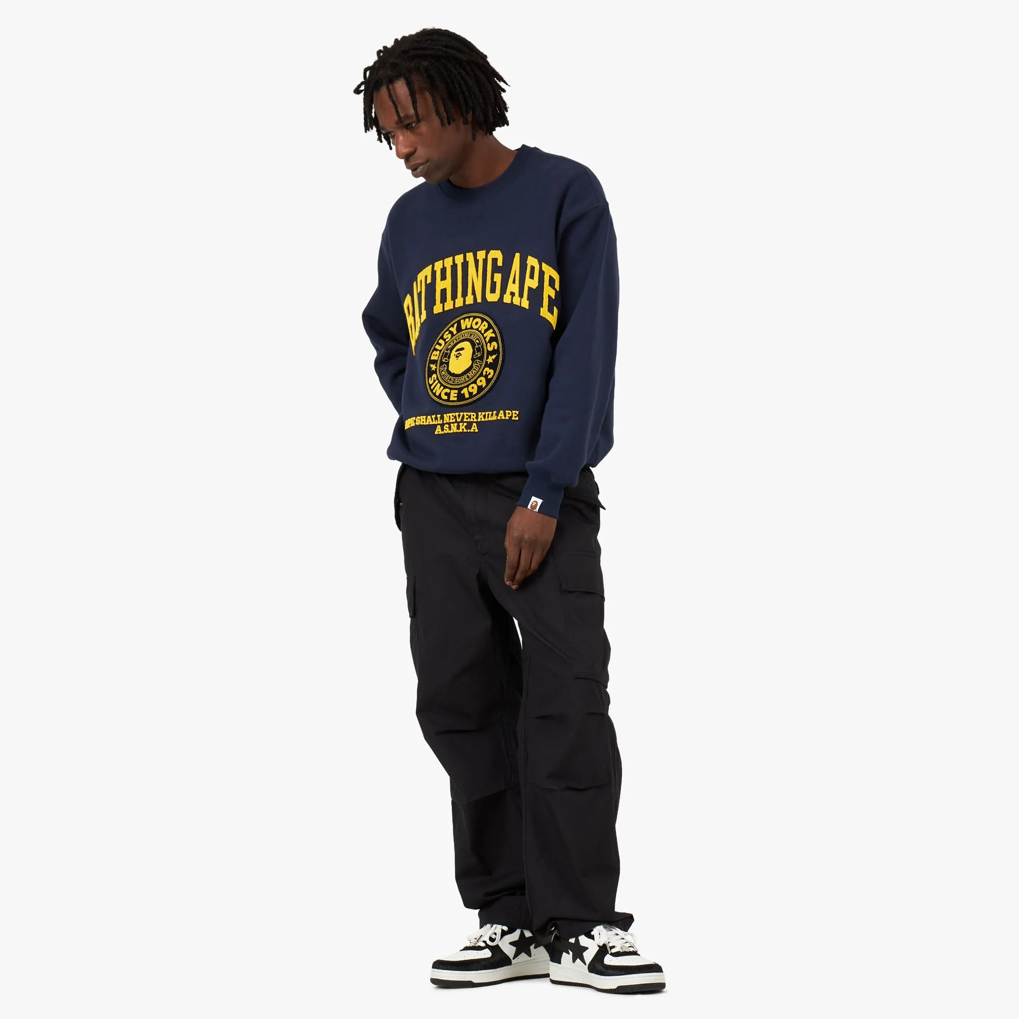 BAPE College Graphic Crewneck / Navy