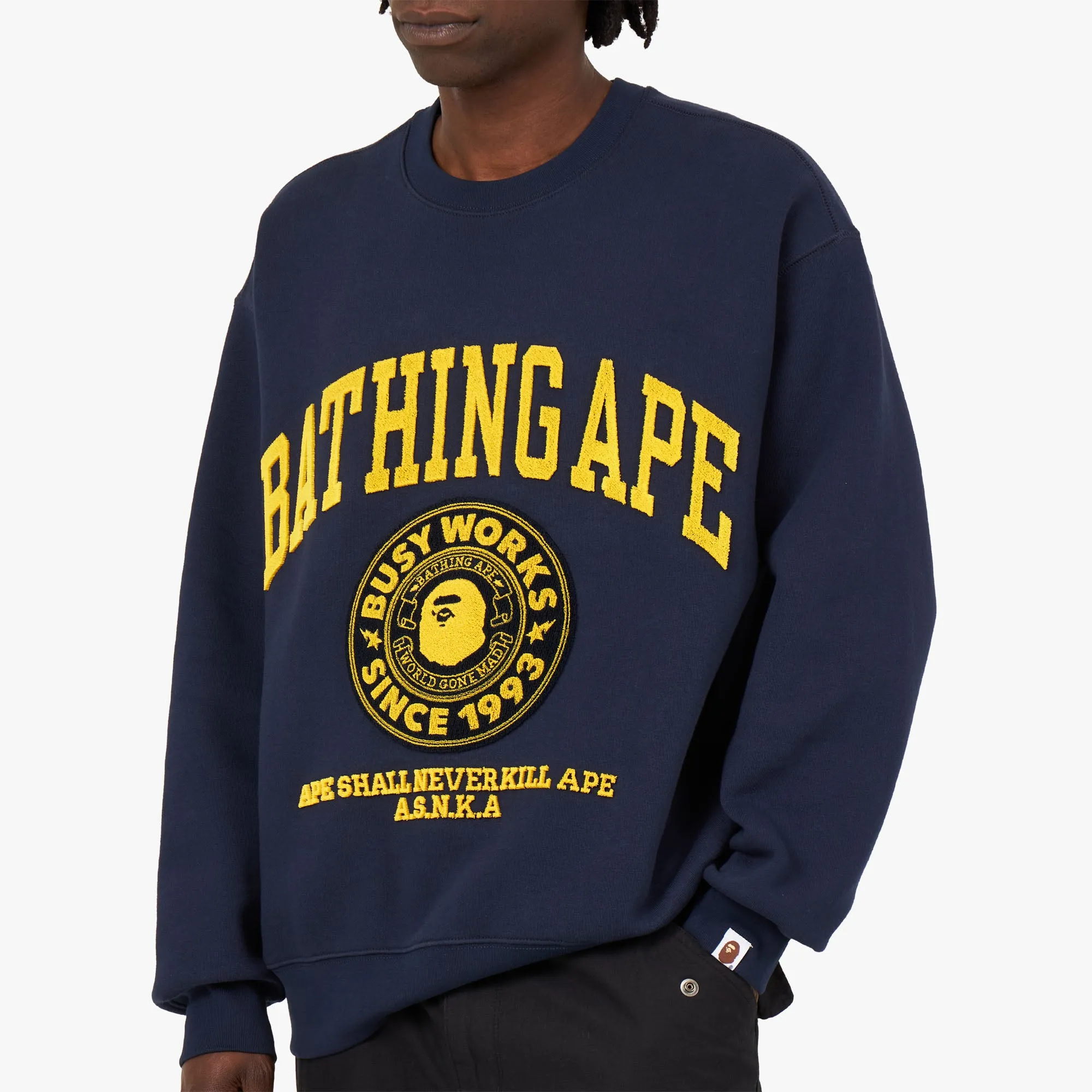 BAPE College Graphic Crewneck / Navy