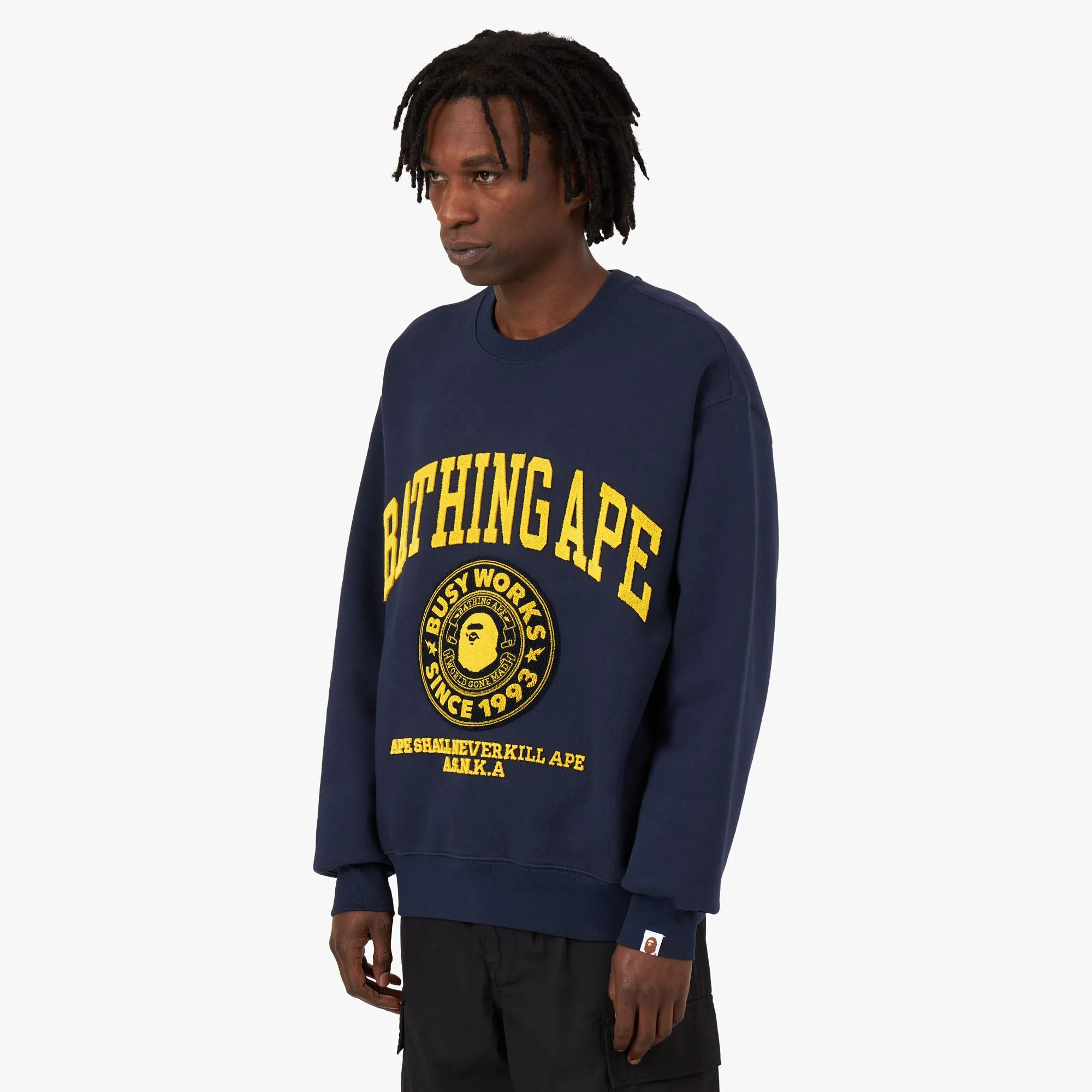 BAPE College Graphic Crewneck / Navy