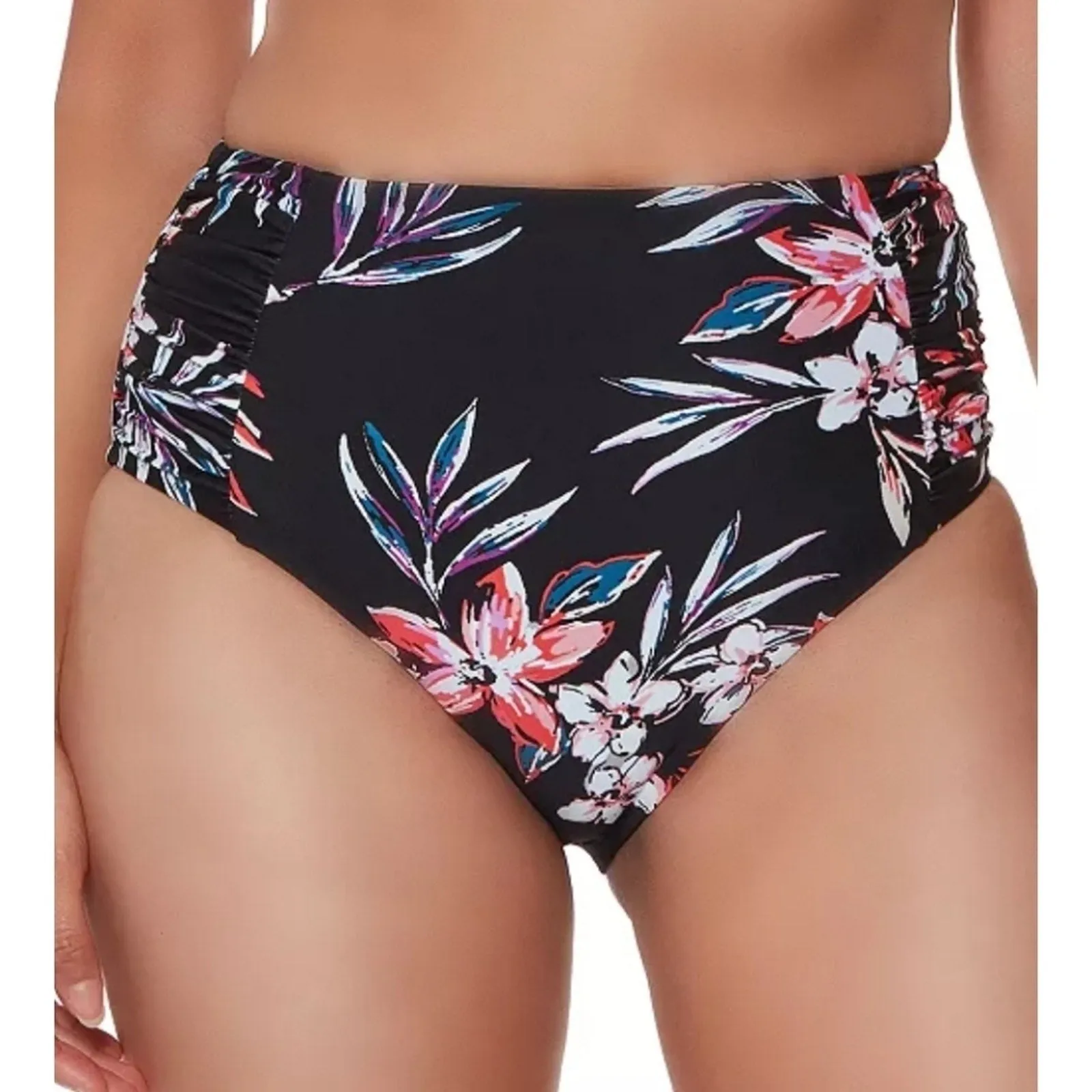 Bar III Tropical Escape High-Waist Bikini Swim Bottoms Large