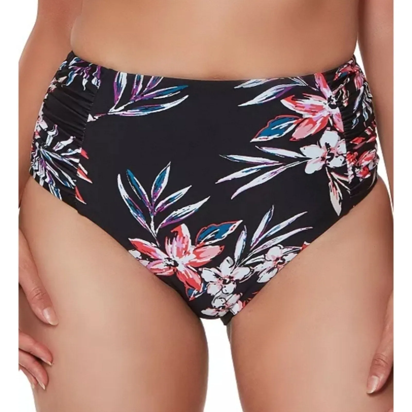 Bar III Tropical Escape High-Waist Bikini Swim Bottoms Large