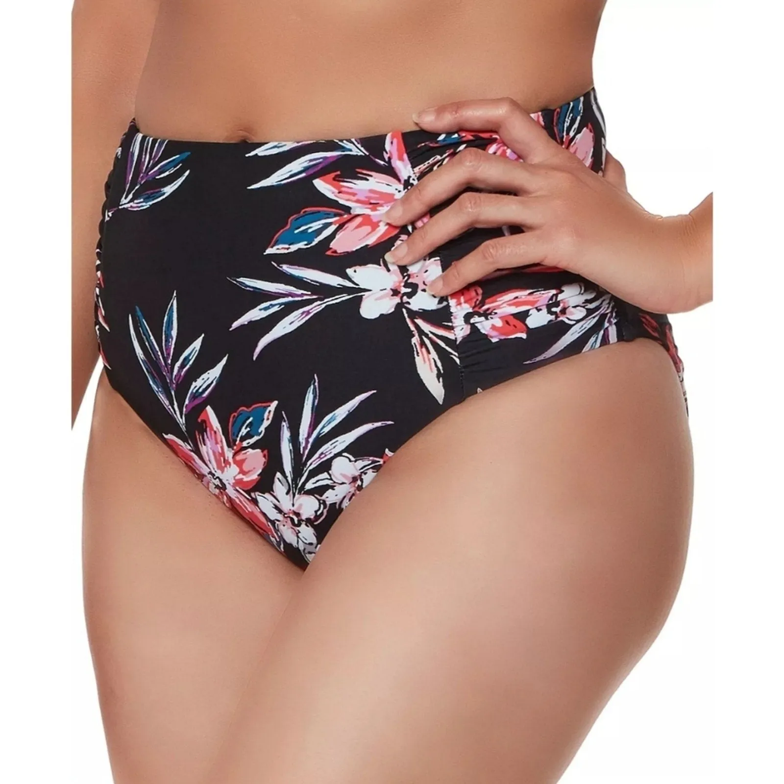 Bar III Tropical Escape High-Waist Bikini Swim Bottoms Large