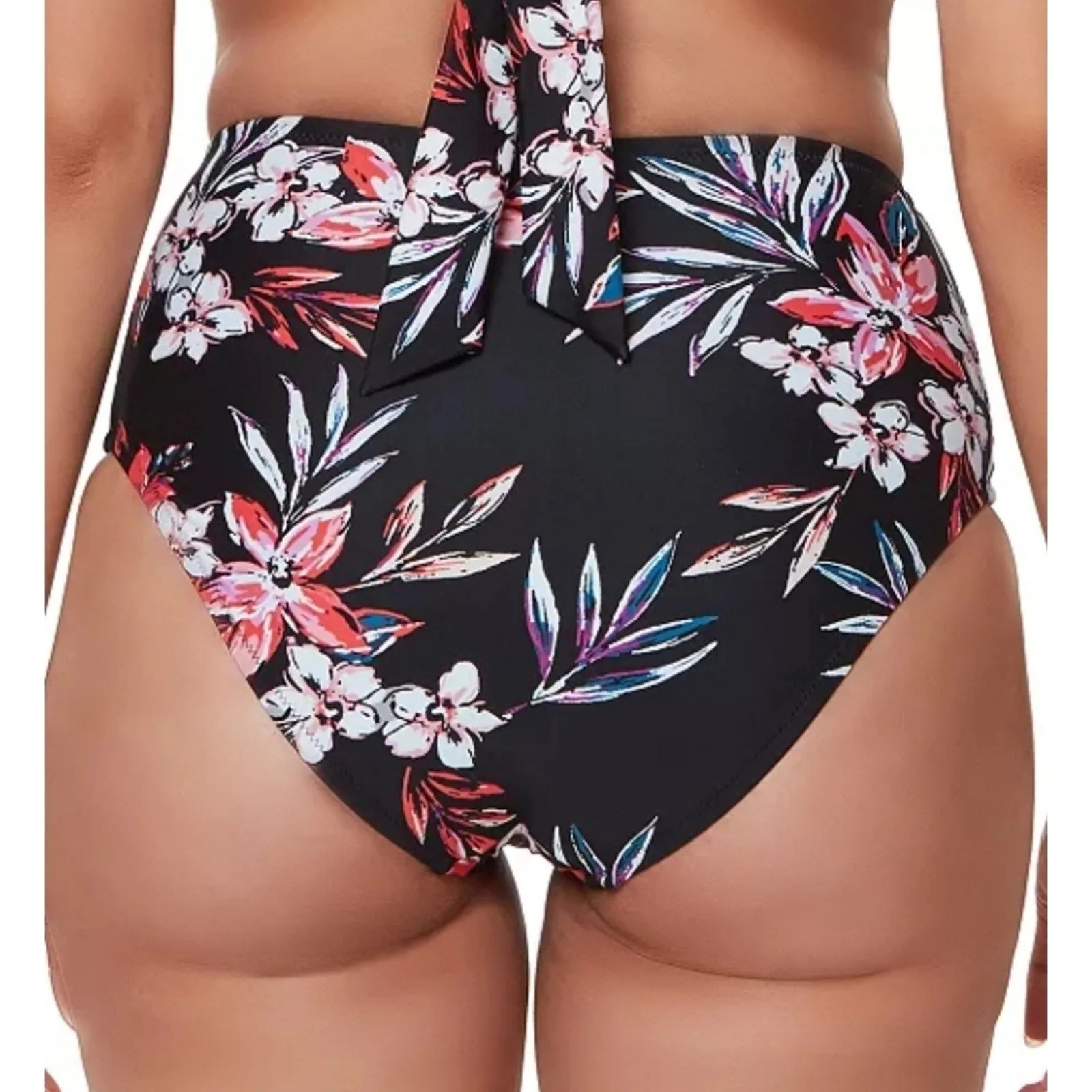 Bar III Tropical Escape High-Waist Bikini Swim Bottoms Large